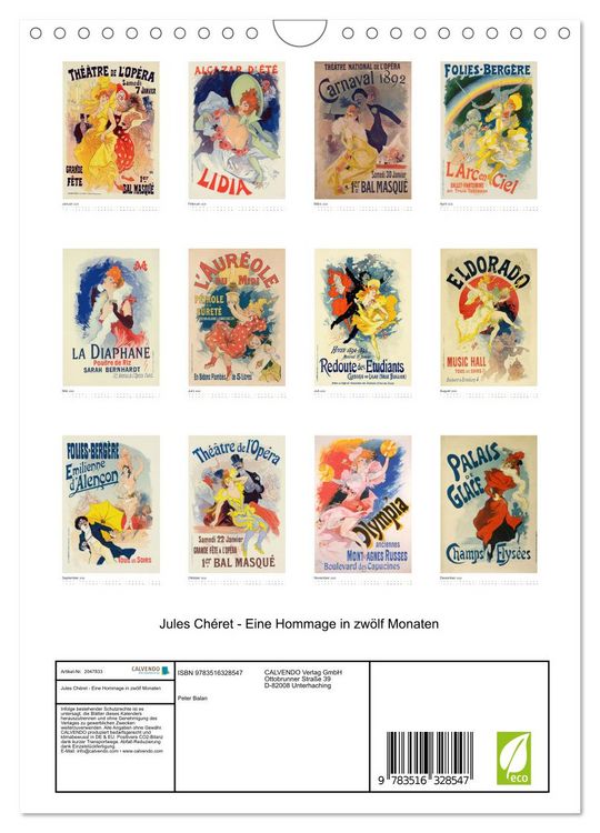 Produktbild: Jules Ch&eacute;ret - Eine Hommage in zw&ouml;lf Monaten (Wandkalender 2026 DIN A4 hoch), CALVENDO Monatskalender