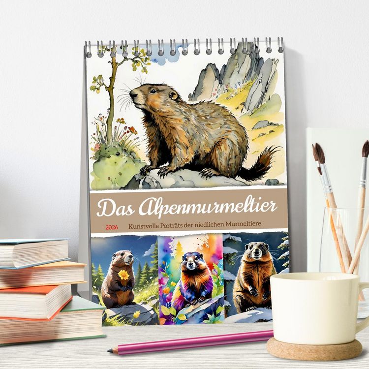 Produktbild: Das Alpenmurmeltier (Tischkalender 2026 DIN A5 hoch), CALVENDO Monatskalender