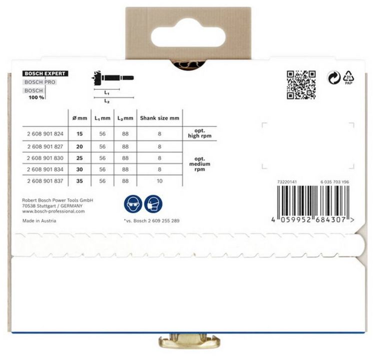 Produktbild: Bosch Accessories 2608901843 Forstnerbohrer-Set 15 mm, 20 mm, 25 mm, 30 mm, 35mm 1St.