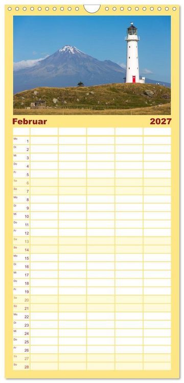 Produktbild: Familienplaner 2027 - Neuseeland - ein Naturparadies mit 5 Spalten (Wandkalender, 21 x 45 cm) CALVENDO