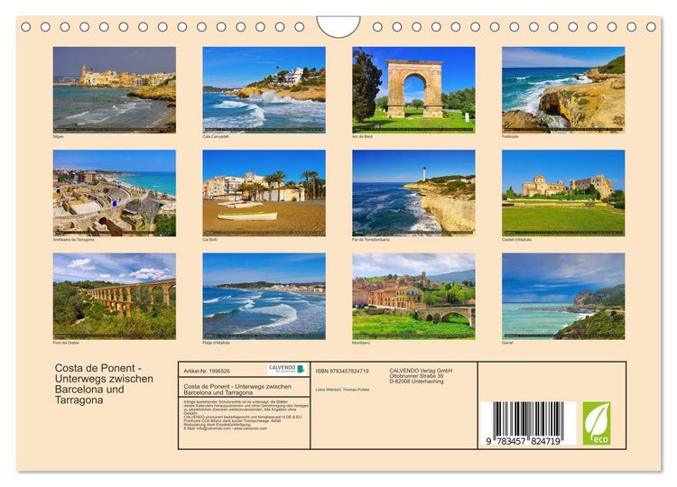 Produktbild: Costa de Ponent - Unterwegs zwischen Barcelona und Tarragona (Wandkalender 2026 DIN A4 quer), CALVENDO Monatskalender