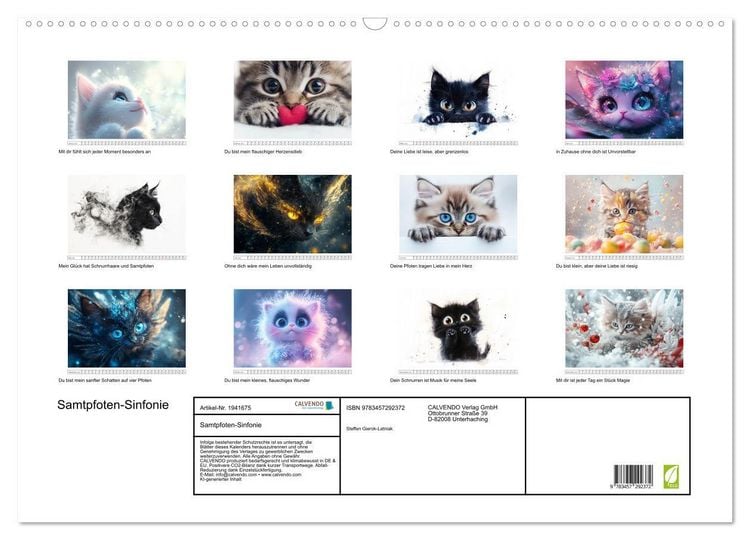 Produktbild: Samtpfoten-Sinfonie (Wandkalender 2026 DIN A2 quer), CALVENDO Monatskalender