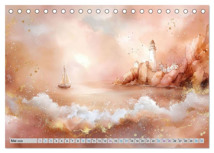 Produktbild: Segeltr&auml;ume und Leuchtturmlichter (Tischkalender 2026 DIN A5 quer), CALVENDO Monatskalender