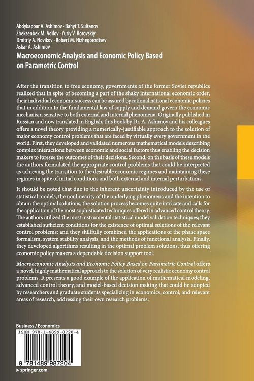 Produktbild: Macroeconomic Analysis and Economic Policy Based on Parametric Control