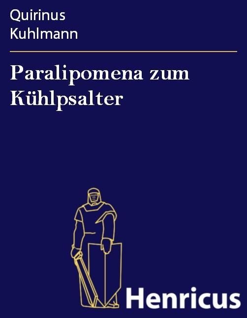 Produktbild: Paralipomena zum K&uuml;hlpsalter