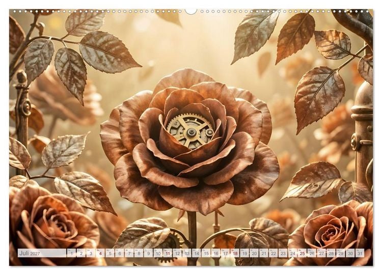 Produktbild: Der Garten der stillen Zahnr&auml;der - Ein Jahr zwischen Bl&uuml;ten, Mechanik und leiser Magie (hochwertiger Premium Wandkalender 2027 DIN A2 quer), Kunstdruck in Hochglanz