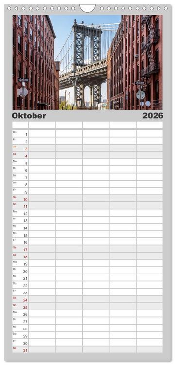 Produktbild: Familienplaner 2026 - New York City - Atemberaubende Ansichten mit 5 Spalten (Wandkalender, 21 x 45 cm) CALVENDO