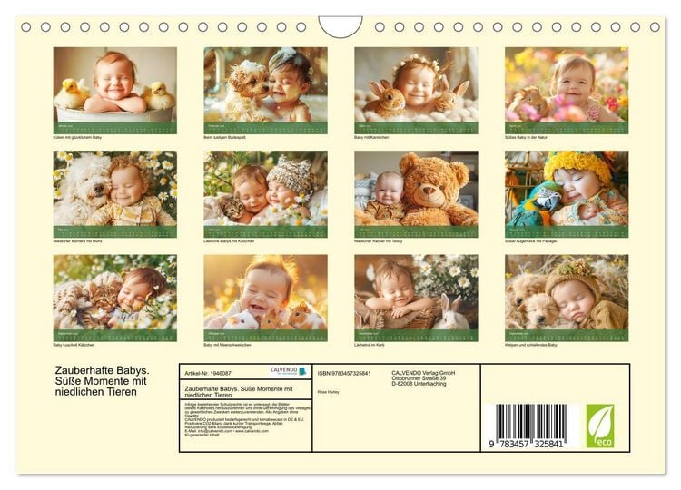Produktbild: Zauberhafte Babys. S&uuml;&szlig;e Momente mit niedlichen Tieren (Wandkalender 2026 DIN A4 quer), CALVENDO Monatskalender