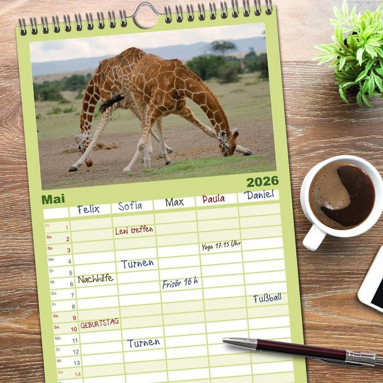 Produktbild: Familienplaner 2026 - Abenteuer Afrika - Im Paradies der Tiere mit 5 Spalten (Wandkalender, 21 x 45 cm) CALVENDO