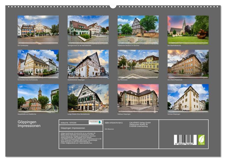 Produktbild: G&ouml;ppingen Impressionen (Wandkalender 2026 DIN A2 quer), CALVENDO Monatskalender
