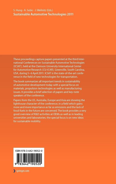 Produktbild: Sustainable Automotive Technologies 2011