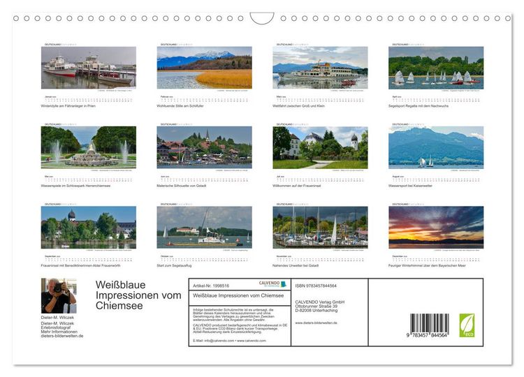 Produktbild: Wei&szlig;blaue Impressionen vom Chiemsee (Wandkalender 2026 DIN A3 quer), CALVENDO Monatskalender
