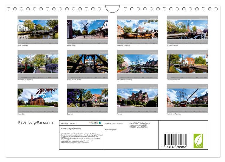 Produktbild: Papenburg-Panorama (Wandkalender 2026 DIN A4 quer), CALVENDO Monatskalender
