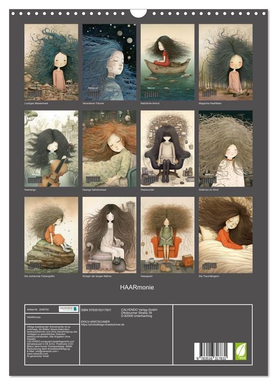 Produktbild: HAARmonie (Wandkalender 2026 DIN A3 hoch), CALVENDO Monatskalender