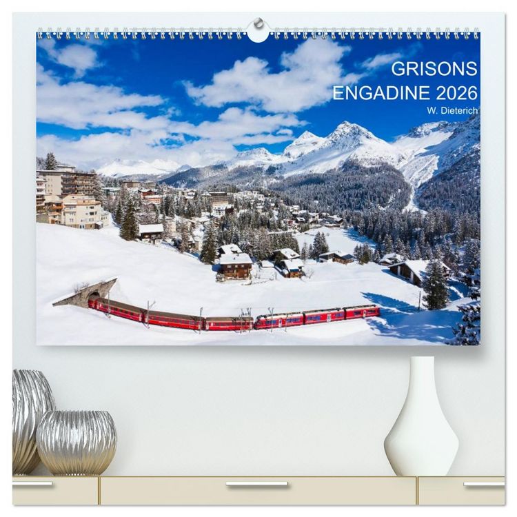 Produktbild: Grisons Engadine 2026 / UK-Version (High Quality Premium Wall Calendar 2026 DIN A2 landscape),CALVENDO 12 Month Wall Calendar