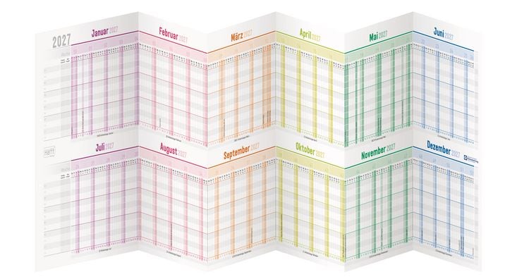 Produktbild: Urlaubs-/Team-Kalender Leporello A4 2027