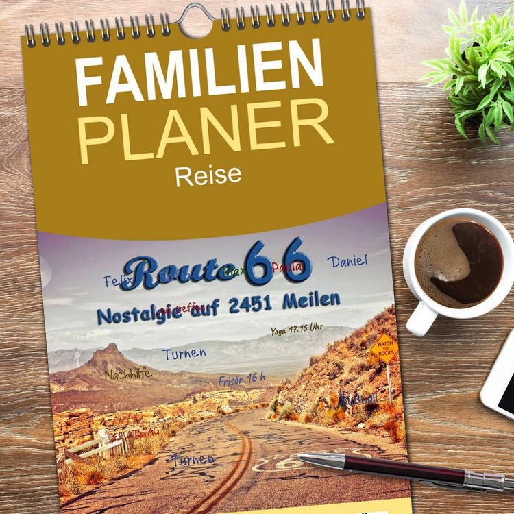 Produktbild: Familienplaner 2026 - Nostalgie auf 2451 Meilen - Route 66 mit 5 Spalten (Wandkalender, 21 x 45 cm) CALVENDO