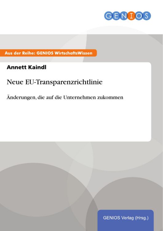 Produktbild: Neue EU-Transparenzrichtlinie