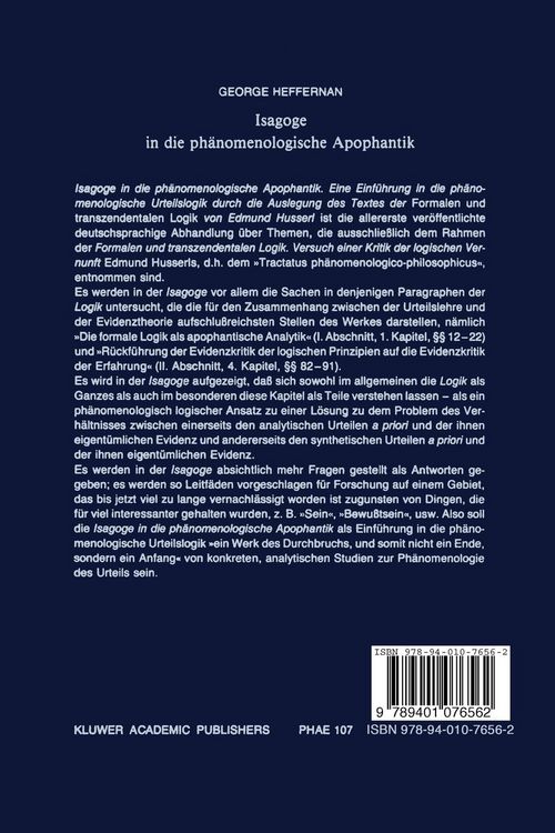 Produktbild: Isagoge in die ph&auml;nomenologische Apophantik