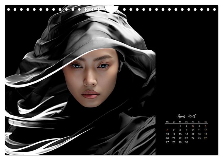 Produktbild: Haute Couture - Wei&szlig; trifft Schwarz (Wandkalender 2026 DIN A4 quer), CALVENDO Monatskalender