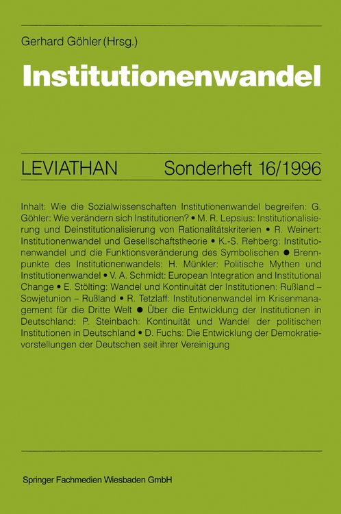 Bild vom Artikel Institutionenwandel vom Autor Gerhard Göhler