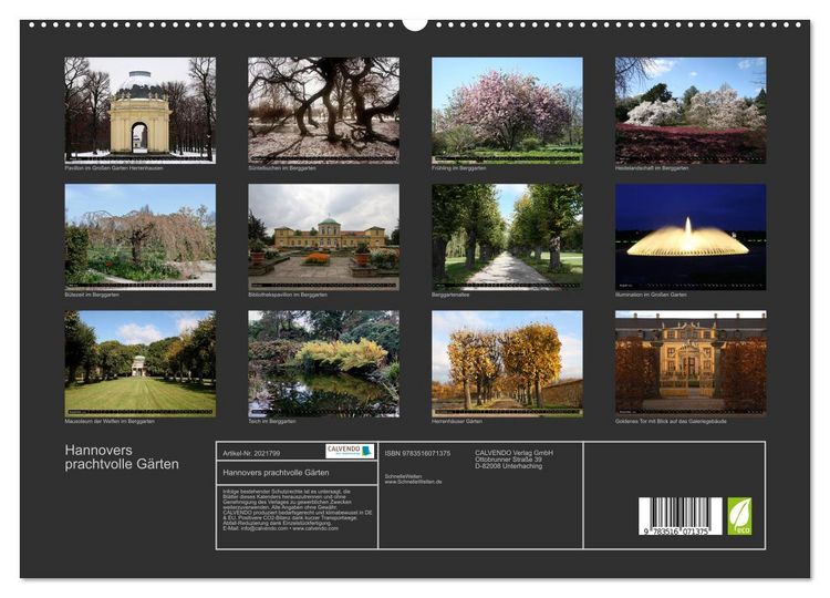 Produktbild: Hannovers prachtvolle G&auml;rten (hochwertiger Premium Wandkalender 2026 DIN A2 quer), Kunstdruck in Hochglanz