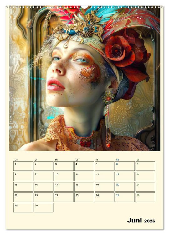 Produktbild: Surreale Frauenportraits im venezianischen Stil - Planer (Wandkalender 2026 DIN A2 hoch), CALVENDO Monatskalender