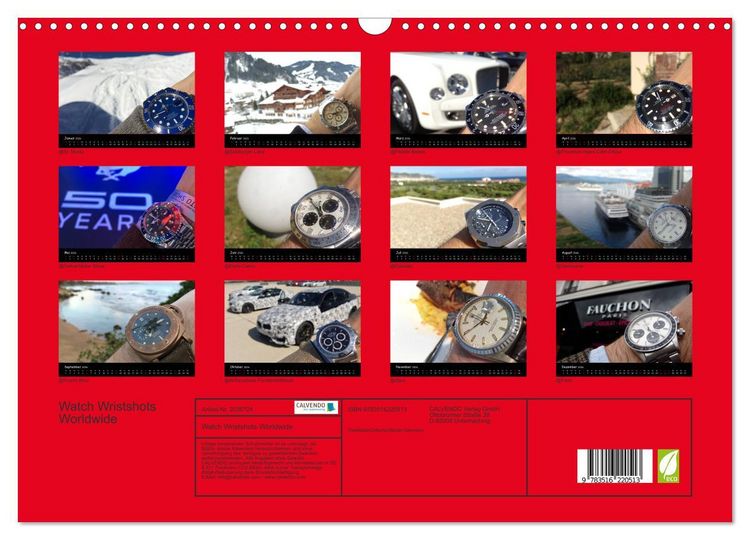 Produktbild: Watch Wristshots Worldwide (Wandkalender 2026 DIN A3 quer), CALVENDO Monatskalender