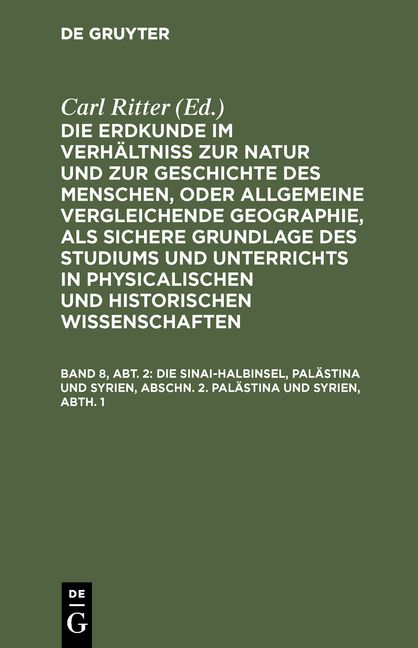 Produktbild: Die Sinai-Halbinsel, Pal&auml;stina und Syrien, Abschn. 2. Pal&auml;stina und Syrien, Abth. 1
