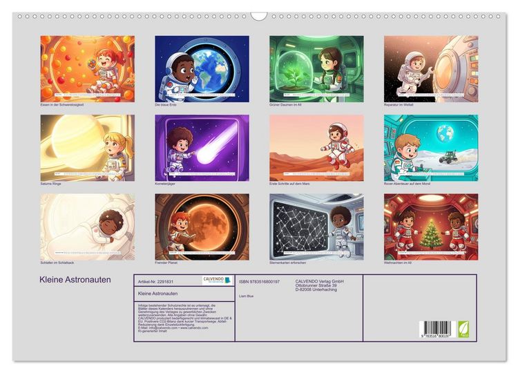 Produktbild: Kleine Astronauten (Wandkalender 2027 DIN A2 quer), CALVENDO Monatskalender