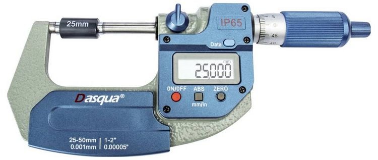 Produktbild: Dasqua 4410-1110-A Neue verbesserte digitale Au&szlig;enmessschraube IP65 mit doppelten IP67-Chips, Messbereich: 25-50 mm