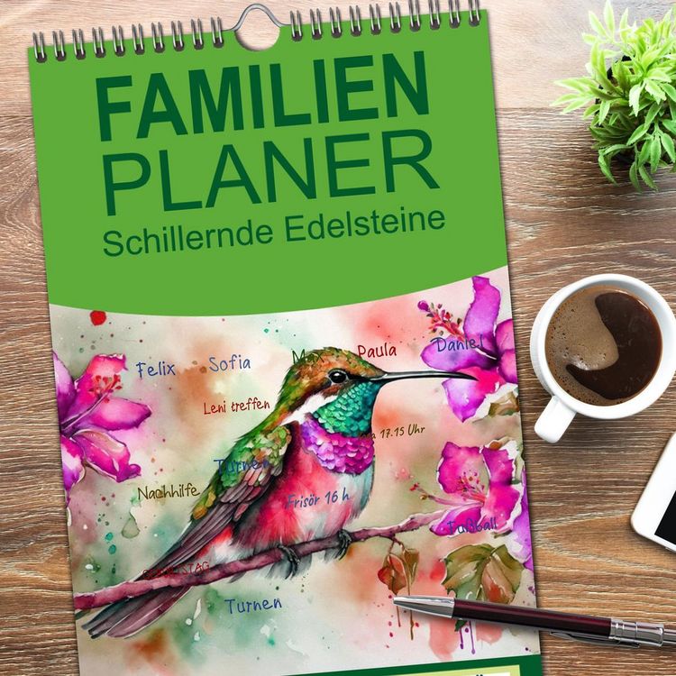Produktbild: Familienplaner 2026 - Schillernde Edelsteine mit 5 Spalten (Wandkalender, 21 x 45 cm) CALVENDO
