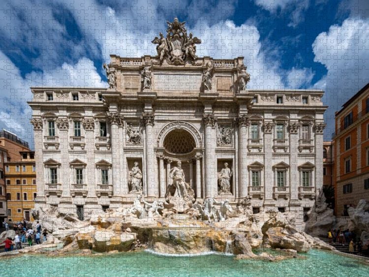 Produktbild: CALVENDO Puzzle Trevi-Brunnen - ein Wunsch im Wasser | 1000 Teile Lege-Gr&ouml;&szlig;e 64x48cm Foto-Puzzle f&uuml;r gl&uuml;ckliche Stunden