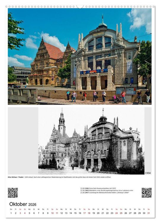 Produktbild: Bielefelder Fotomotive heute und damals mit historischen Ereignissen (Wandkalender 2026 DIN A2 hoch), CALVENDO Monatskalender