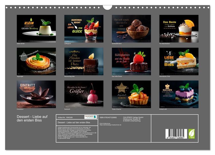 Produktbild: Dessert - Liebe auf den ersten Biss (Wandkalender 2026 DIN A3 quer), CALVENDO Monatskalender