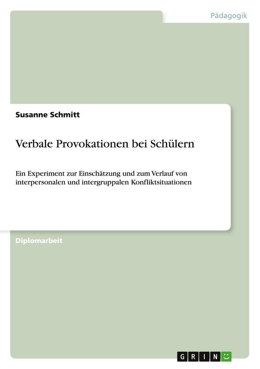 Produktbild: Verbale Provokationen bei Sch&uuml;lern