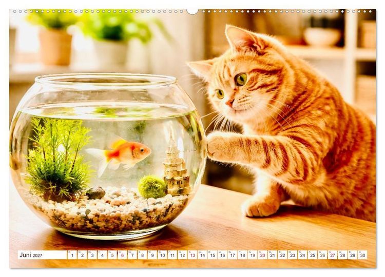 Produktbild: Rote Katzen (hochwertiger Premium Wandkalender 2027 DIN A2 quer), Kunstdruck in Hochglanz
