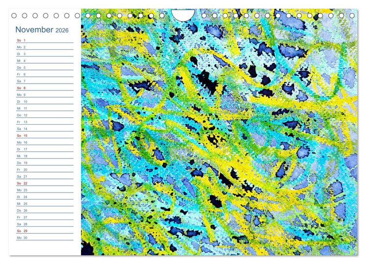 Produktbild: Jadegr&uuml;n und K&ouml;nigsblau - Zauberhafte Aquarellexperimente in Gr&uuml;n und Blau (Wandkalender 2026 DIN A4 quer), CALVENDO Monatskalender