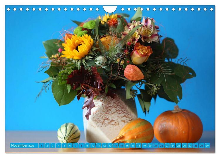 Produktbild: Still Life - Blumen vor der blauen Wand (Wandkalender 2026 DIN A4 quer), CALVENDO Monatskalender