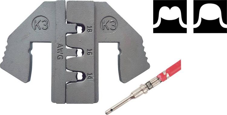 Produktbild: TOOLCRAFT PLE-0K3 Crimp-Eins&auml;tze Geeignet f&uuml;r Stecker: DEUTSCH Quetschbereich AWG: 14 bis 18 awg Passend f&uuml;r Marke (Zangen): TOOLCRAFT PZ-500