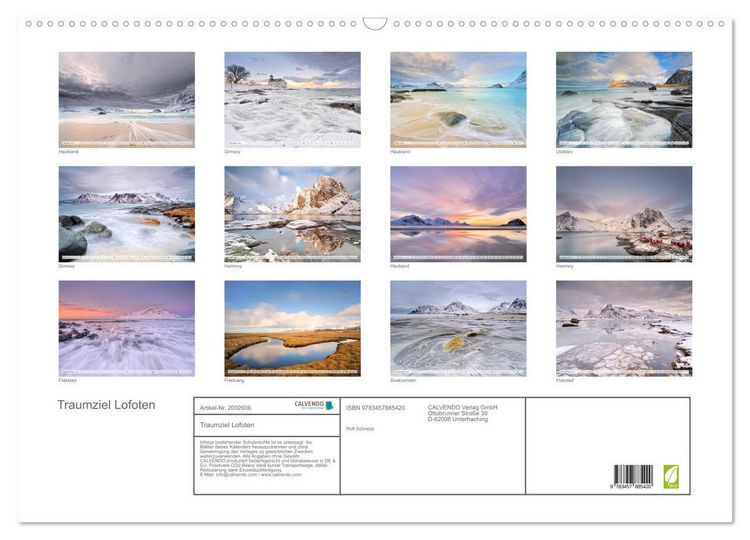 Produktbild: Traumziel Lofoten (Wandkalender 2026 DIN A2 quer), CALVENDO Monatskalender
