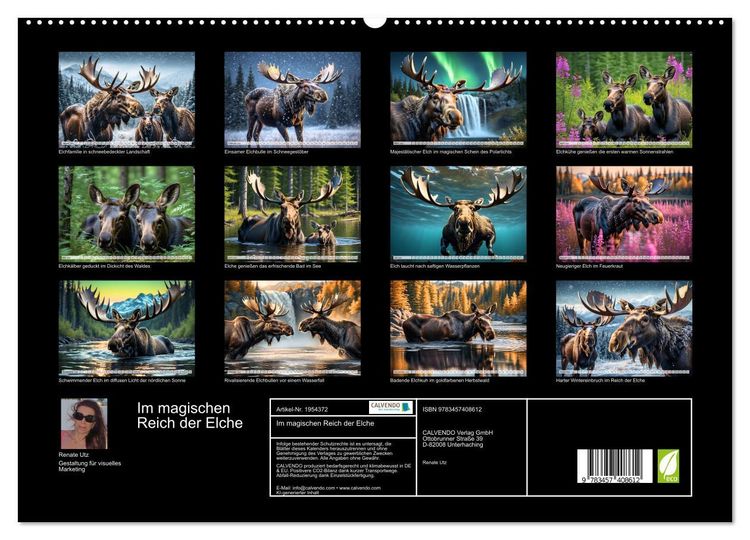 Produktbild: Im magischen Reich der Elche (hochwertiger Premium Wandkalender 2026 DIN A2 quer), Kunstdruck in Hochglanz