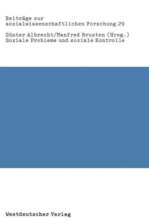 Produktbild: Soziale Probleme und soziale Kontrolle