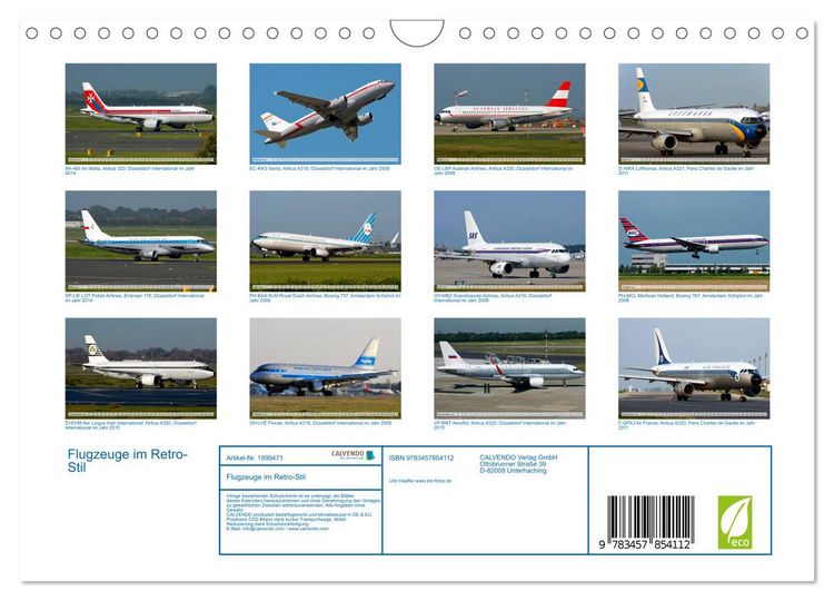 Produktbild: Flugzeuge im Retro-Stil (Wandkalender 2026 DIN A4 quer), CALVENDO Monatskalender