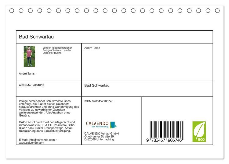 Produktbild: Bad Schwartau (Tischkalender 2026 DIN A5 quer), CALVENDO Monatskalender
