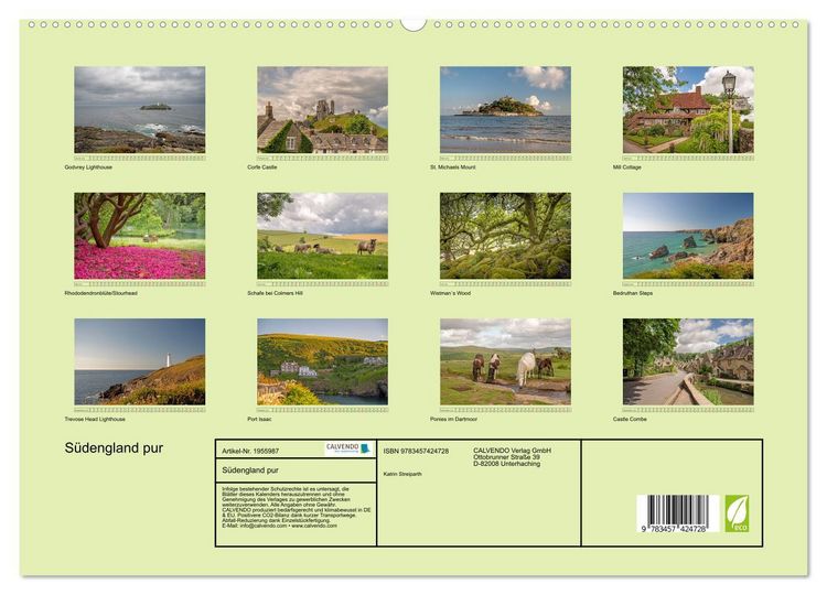 Produktbild: S&uuml;dengland pur (hochwertiger Premium Wandkalender 2026 DIN A2 quer), Kunstdruck in Hochglanz
