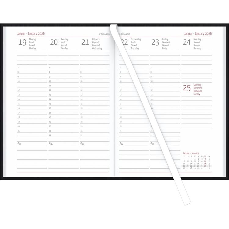 Campustimer Black - A6 Semester-Planer - Studenten-Kalender 2025/2026 - Notiz-Buch - schwarz - Weekly - Alpha Edition