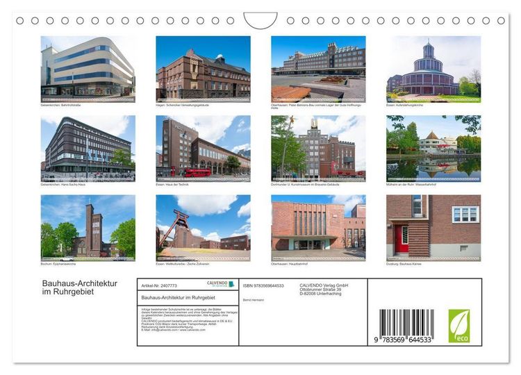 Produktbild: Bauhaus-Architektur im Ruhrgebiet (Wandkalender 2027 DIN A4 quer), CALVENDO Monatskalender