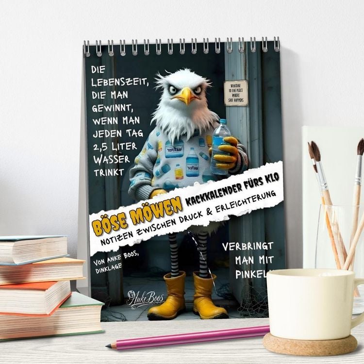 Produktbild: B&ouml;se M&ouml;wen - Kackkalender f&uuml;rs Klo (Tischkalender 2027 DIN A5 hoch), CALVENDO Monatskalender
