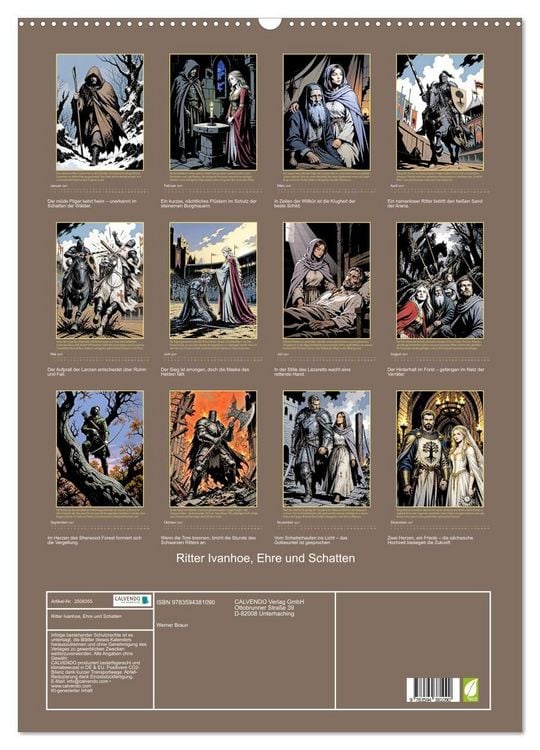 Produktbild: Ritter Ivanhoe, Ehre und Schatten (Wandkalender 2027 DIN A2 hoch), CALVENDO Monatskalender